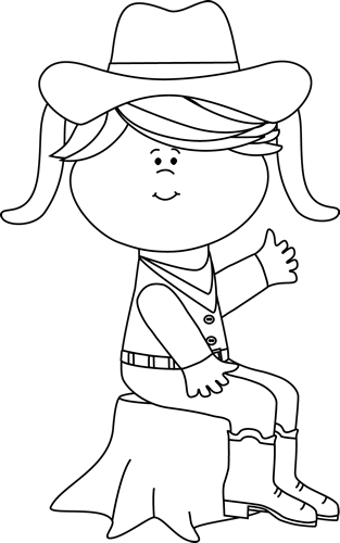Black_and_White_Cowgirl_Sitting_on_a_Tree_Stump